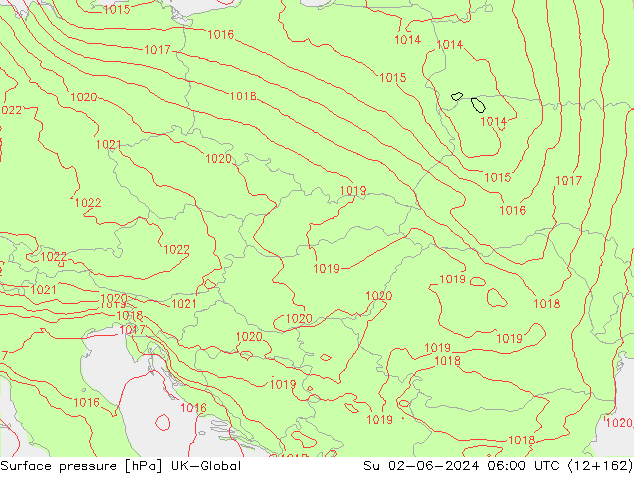 Surface pressure UK-Global Su 02.06.2024 06 UTC