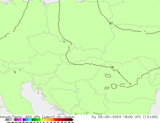 Height/Temp. 950 hPa UK-Global Su 26.05.2024 18 UTC