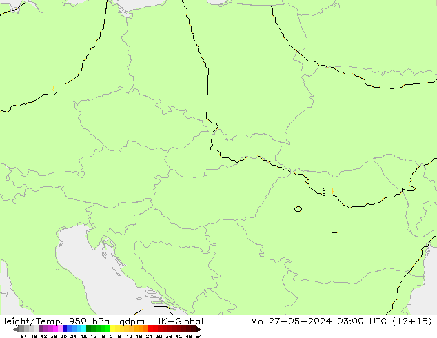 Height/Temp. 950 hPa UK-Global pon. 27.05.2024 03 UTC