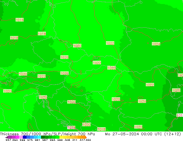 Thck 700-1000 hPa UK-Global Po 27.05.2024 00 UTC