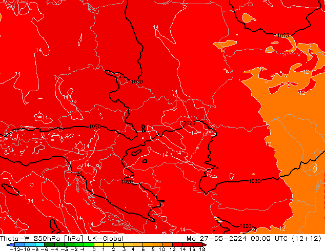 Theta-W 850hPa UK-Global Mo 27.05.2024 00 UTC
