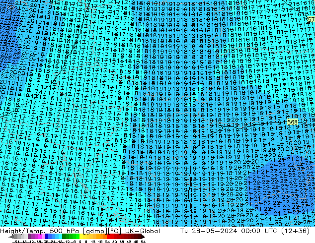 Height/Temp. 500 hPa UK-Global  28.05.2024 00 UTC