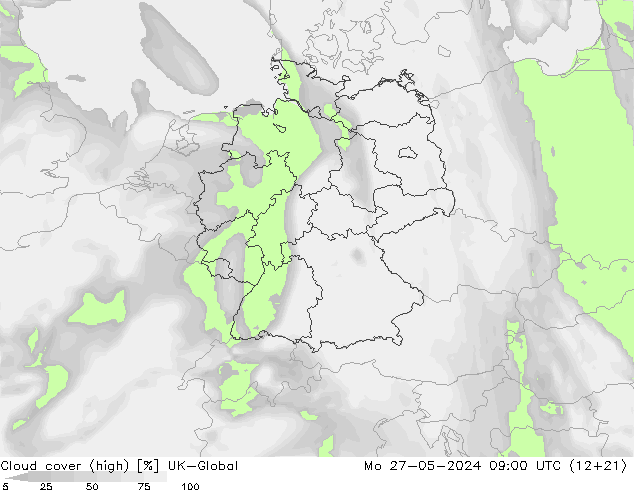 Nuages (élevé) UK-Global lun 27.05.2024 09 UTC