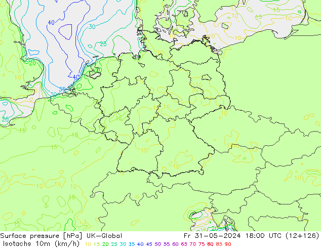 Eşrüzgar Hızları (km/sa) UK-Global Cu 31.05.2024 18 UTC