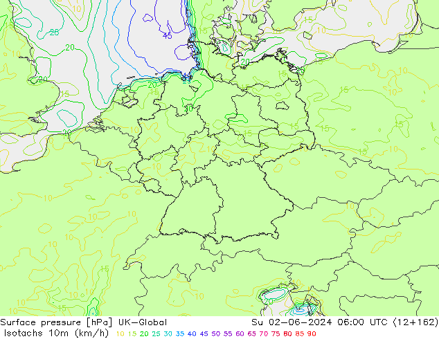 Isotachs (kph) UK-Global  02.06.2024 06 UTC