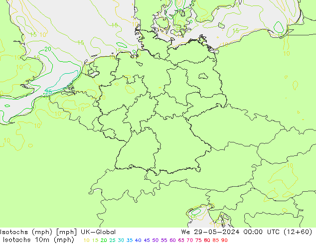 Isotachs (mph) UK-Global We 29.05.2024 00 UTC