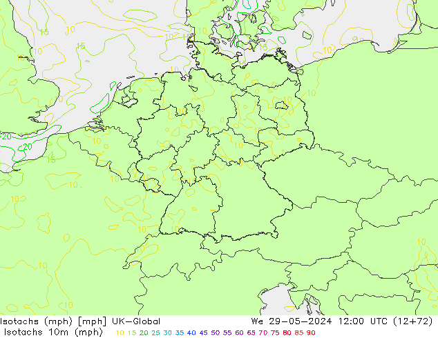 Isotachs (mph) UK-Global We 29.05.2024 12 UTC