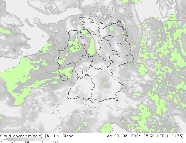 Cloud cover (middle) UK-Global We 29.05.2024 15 UTC