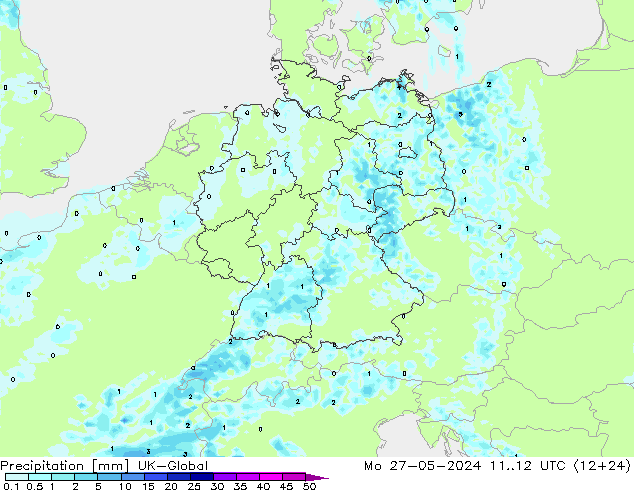 Niederschlag UK-Global Mo 27.05.2024 12 UTC