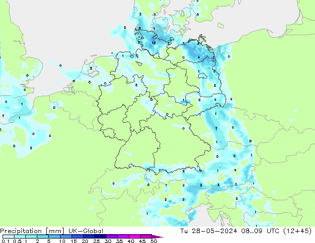 Precipitation UK-Global Tu 28.05.2024 09 UTC