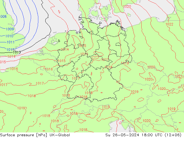 地面气压 UK-Global 星期日 26.05.2024 18 UTC