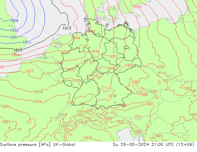 Luchtdruk (Grond) UK-Global zo 26.05.2024 21 UTC