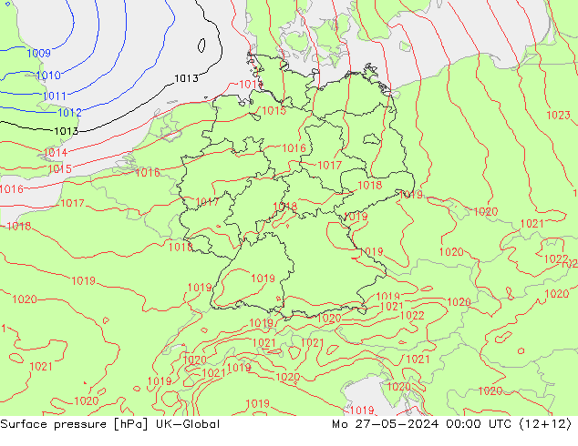 приземное давление UK-Global пн 27.05.2024 00 UTC