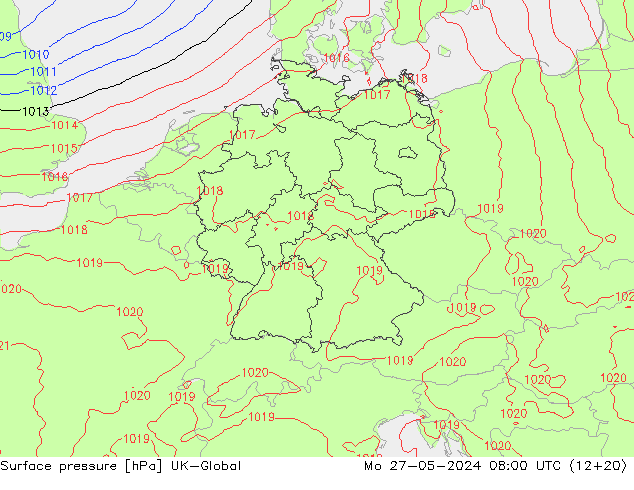 pression de l'air UK-Global lun 27.05.2024 08 UTC