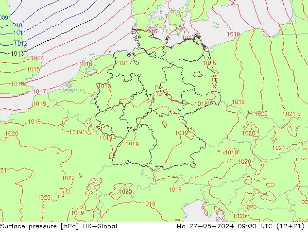 地面气压 UK-Global 星期一 27.05.2024 09 UTC