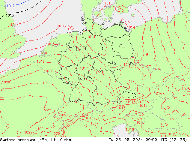 Pressione al suolo UK-Global mar 28.05.2024 00 UTC