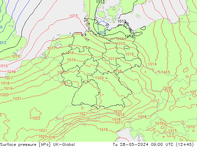 Surface pressure UK-Global Tu 28.05.2024 09 UTC