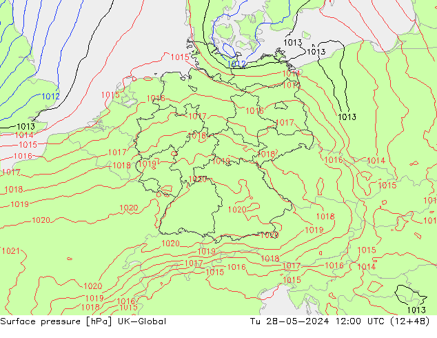 Presión superficial UK-Global mar 28.05.2024 12 UTC