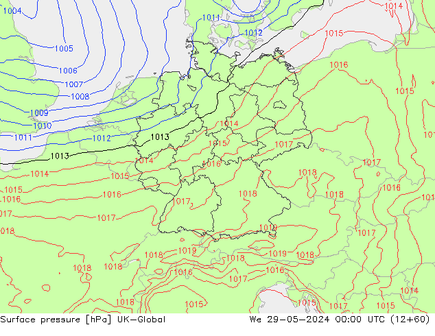 Luchtdruk (Grond) UK-Global wo 29.05.2024 00 UTC