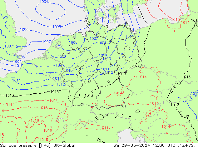 Surface pressure UK-Global We 29.05.2024 12 UTC