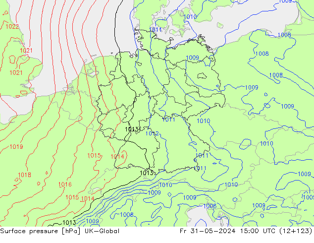 Surface pressure UK-Global Fr 31.05.2024 15 UTC