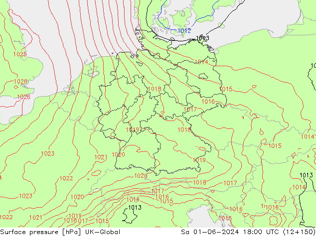 Surface pressure UK-Global Sa 01.06.2024 18 UTC