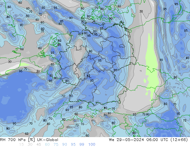 RH 700 hPa UK-Global  29.05.2024 06 UTC