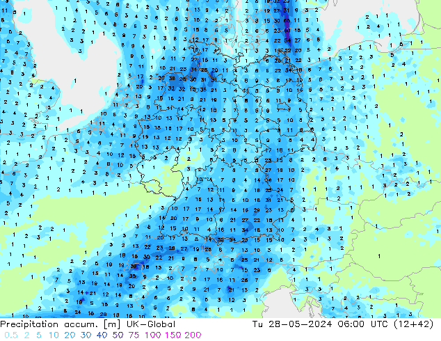 Precipitation accum. UK-Global wto. 28.05.2024 06 UTC