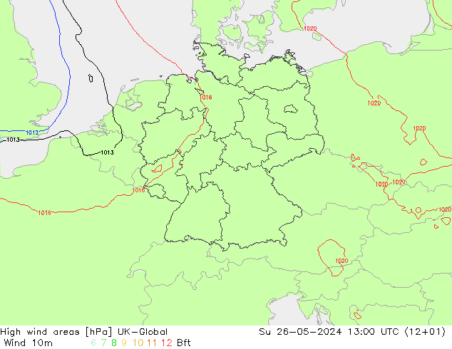 High wind areas UK-Global Dom 26.05.2024 13 UTC