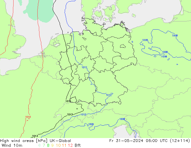 High wind areas UK-Global пт 31.05.2024 06 UTC