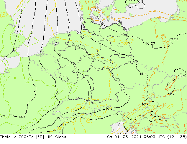 Theta-e 700гПа UK-Global сб 01.06.2024 06 UTC