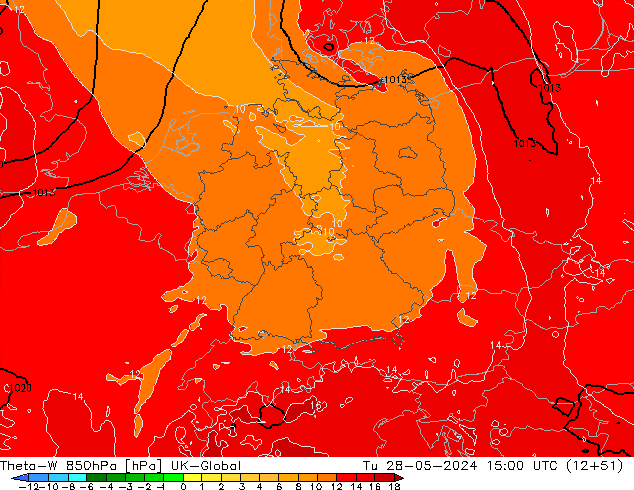 Theta-W 850hPa UK-Global Tu 28.05.2024 15 UTC