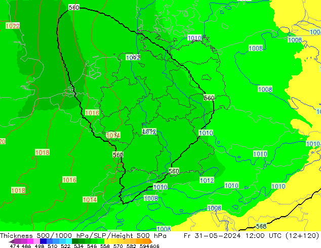 Thck 500-1000hPa UK-Global  31.05.2024 12 UTC
