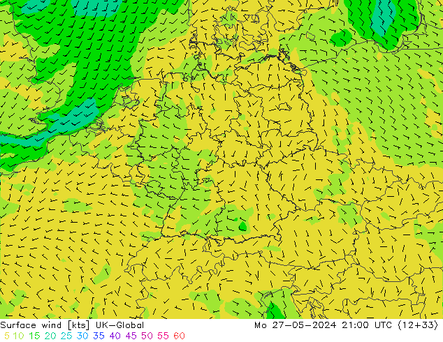 Rüzgar 10 m UK-Global Pzt 27.05.2024 21 UTC