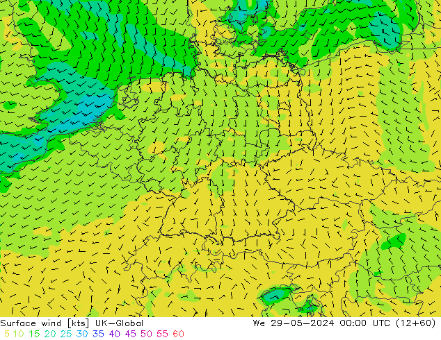 wiatr 10 m UK-Global śro. 29.05.2024 00 UTC