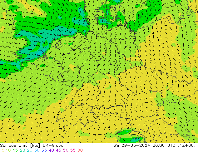 Viento 10 m UK-Global mié 29.05.2024 06 UTC