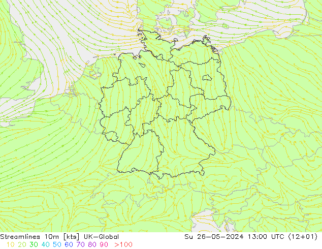 Streamlines 10m UK-Global Su 26.05.2024 13 UTC