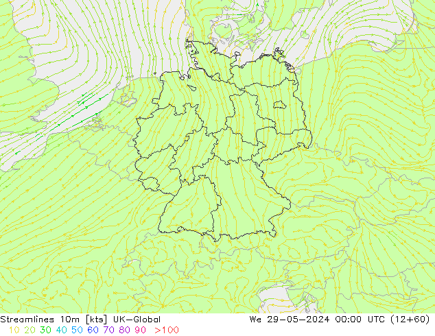 Streamlines 10m UK-Global We 29.05.2024 00 UTC