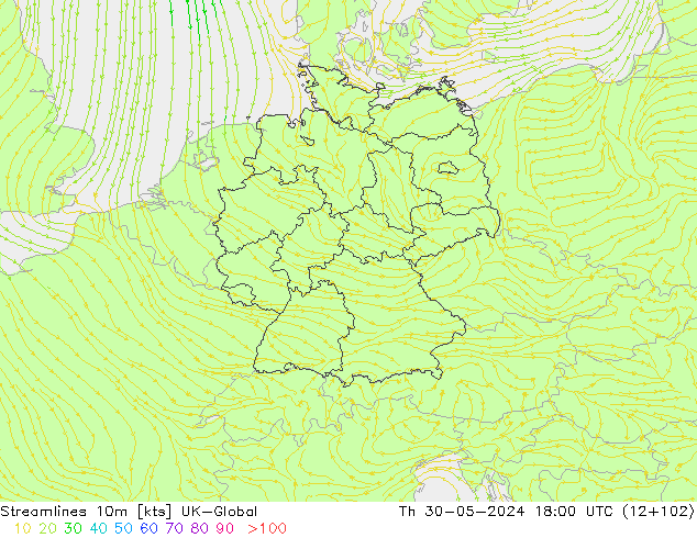 Streamlines 10m UK-Global Th 30.05.2024 18 UTC