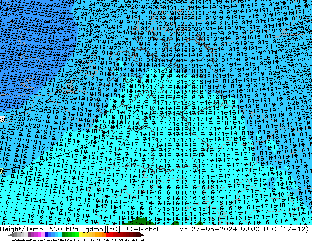 Height/Temp. 500 hPa UK-Global Po 27.05.2024 00 UTC