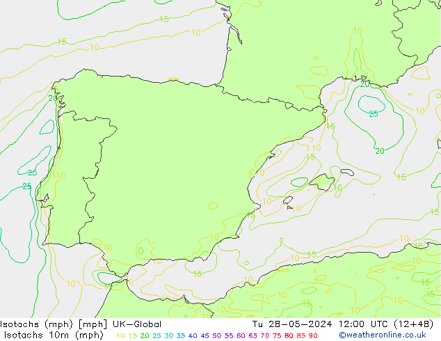 Isotachs (mph) UK-Global  28.05.2024 12 UTC