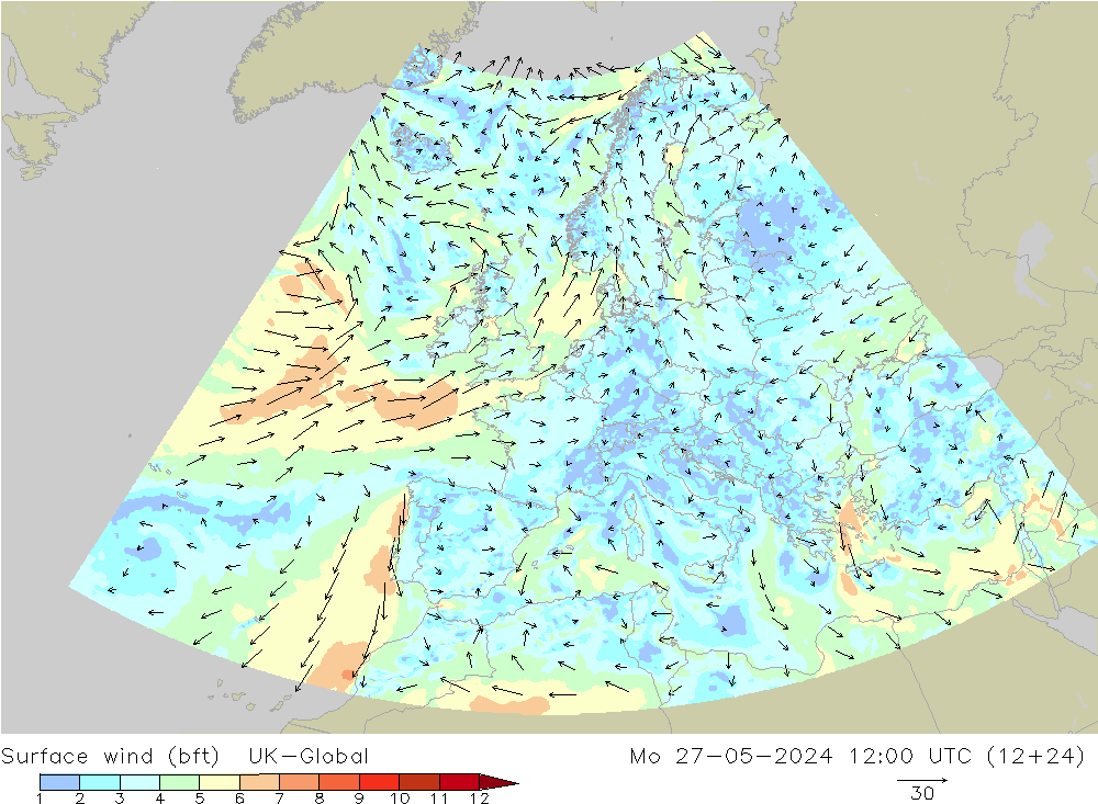 ве�Bе�@ 10 m (bft) UK-Global пн 27.05.2024 12 UTC