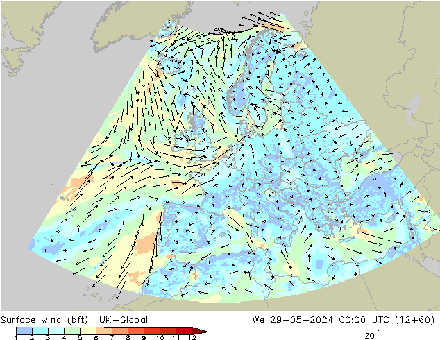 Bodenwind (bft) UK-Global Mi 29.05.2024 00 UTC