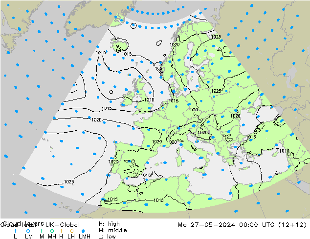 Wolkenschichten UK-Global Mo 27.05.2024 00 UTC