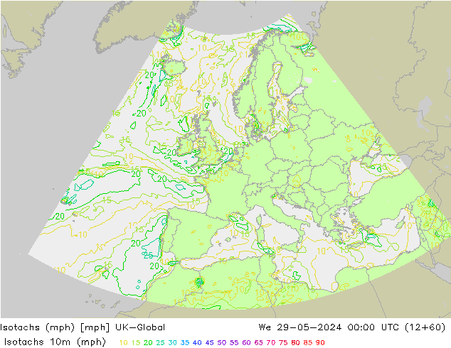 Isotachs (mph) UK-Global ср 29.05.2024 00 UTC