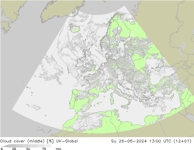 Cloud cover (middle) UK-Global Su 26.05.2024 13 UTC