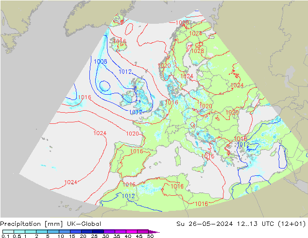 降水 UK-Global 星期日 26.05.2024 13 UTC
