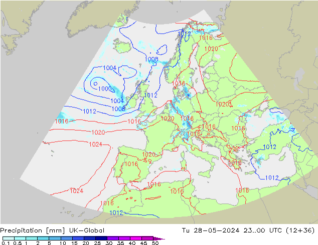 Precipitazione UK-Global mar 28.05.2024 00 UTC