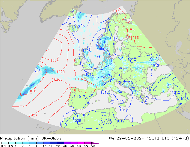 Precipitación UK-Global mié 29.05.2024 18 UTC