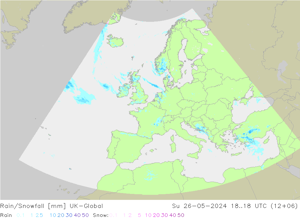 Rain/Snowfall UK-Global  26.05.2024 18 UTC